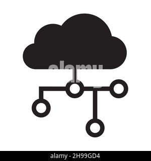Symbol für Cloud-Speicherung und -Verwaltung in einfachem Stil auf weißem Hintergrund. Stock Vektor