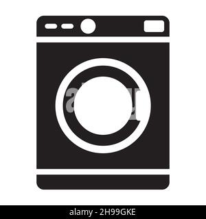 Symbol für Waschmaschine und Haushaltsgeräte in schlichtem Stil auf weißem Hintergrund. Stock Vektor