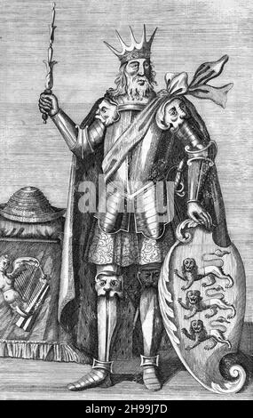 König Brian, Brian Boru, Illustration von Brian Bóruma mac Cennétig (941 – 1014), irischer König, der die Herrschaft des Hohen Königreichs von Irland durch die Uí Néill beendete und wahrscheinlich die Wikingerinvasion/Herrschaft über Irland beendete. Stockfoto