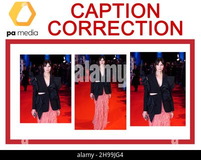 BILDUNTERSCHRIFTENKORREKTUR - korrigiert die Schreibweise des Namens von Catriona nach Caitriona. Die richtige Beschriftung sollte lauten: Caitriona Balfe bei der Verleihung der British Independent Film Awards 24th im Old Billingsgate, London. Bilddatum: Sonntag, 5. Dezember 2021. Stockfoto