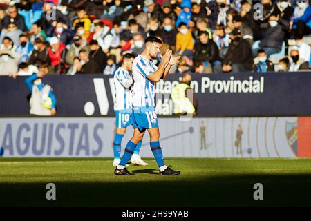 Malaga, Spanien. 05th Dez 2021. Genaro Rodriguez von Malaga CF beim LaLiga SmartBank Spiel zwischen Malaga CF und SD Amorebieta im La Rosaleda Stadium gesehen. Endergebnis; Malaga CF 1:2 SD Amorebieta. Kredit: SOPA Images Limited/Alamy Live Nachrichten Stockfoto