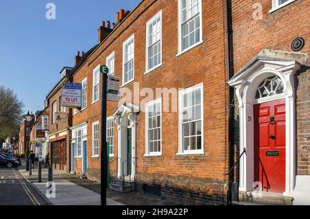 Historischen Fassaden, Castle Street, Farnham, Surrey, England, Vereinigtes Königreich Stockfoto