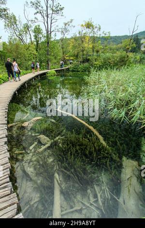 Malerische Wasserlandschaft im Nationalpark Plitvicer Seen in Kroatien Stockfoto