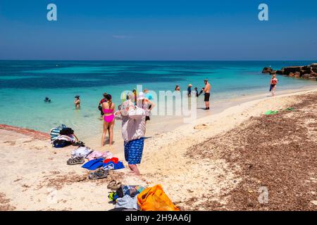 North Coaling Dock Ruinen und Schwimmbereich. Dry Tortugas National Park, in der Nähe von Key West, Florida, USA. Stockfoto