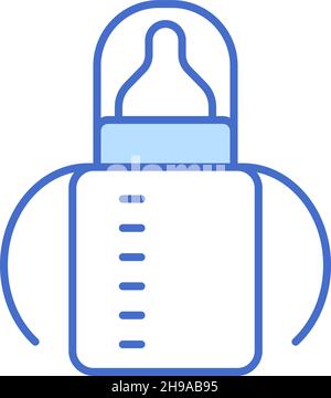 Symbol für dünne Linie der Babymilchflasche auf Weiß isoliert Stock Vektor