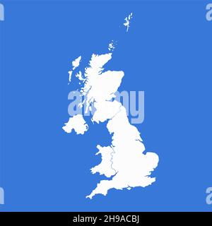 Karte Großbritannien, Verwaltungseinheiten, blauer Hintergrund, leer Stockfoto