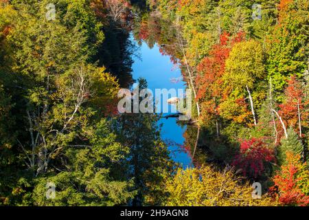 Herbstfarben in Nordwäldern in der Nähe von Big Bay, Upper Peninsula, Ende September, Michigan, USA, Von Dominique Braud/Dembinsky Photo Assoc Stockfoto
