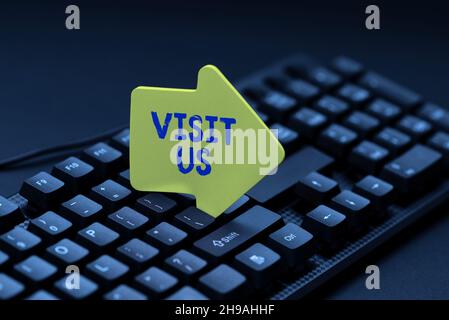 Schreiben Text anzeigen Besuchen Sie uns. Wort geschrieben auf Einladung Webseite ansehen Link zur Startseite Blog Internet Abstract Typing Lesson and Lecture Plans Stockfoto