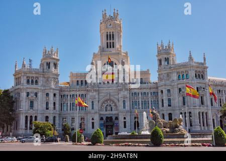 Kommunikationspalast (Rathaus) an der Plaza de Cibeles, Madrid, Spanien Stockfoto