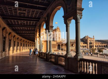 Gebäude an der Plaza de Espana, Sevilla, Provinz Sevilla, Autonome Gemeinschaft Andalusien, Spanien Stockfoto