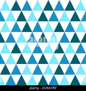 Nahtloses Muster. Weißer Hintergrund mit blauem Dreieck. Vektorgrafik. Stock Vektor