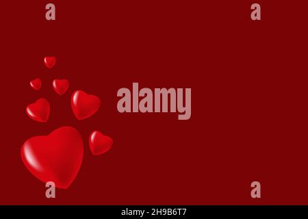 Rote 3D Herzen. Valentinstag Hintergrund. Vektor. Stock Vektor