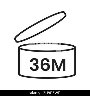36m Zeitraum nach dem Öffnen pao Symbol Zeichen flach Stil Design Vektor Illustration isoliert auf weißem Hintergrund. Stock Vektor