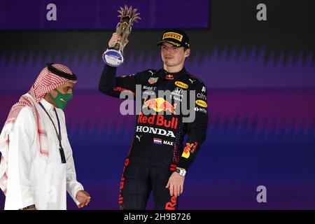 VERSTAPPEN Max (NED), Red Bull Racing Honda RB16B, Portrait während des Formel 1 stc Saudi Arabian Grand Prix 2021, 21th Runde der FIA Formel 1 Weltmeisterschaft 2021 vom 3. Bis 5. Dezember 2021 auf dem Jeddah Corniche Circuit, in Jeddah, Saudi-Arabien - Foto: Dppi/DPPI/LiveMedia Stockfoto