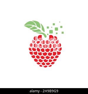 Frische rote Frucht Himbeere Logo Symbol Symbol Vektor Grafik Design Illustration Idee kreativ Stock Vektor