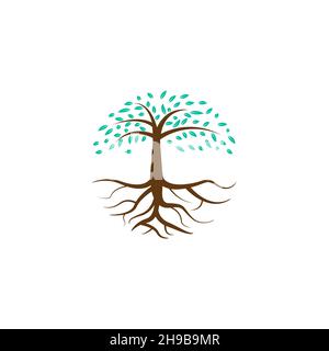 Abstrakter Baum mit Wurzeln Logo Symbol Symbol Vektor Grafik Design Illustration Idee kreativ Stock Vektor