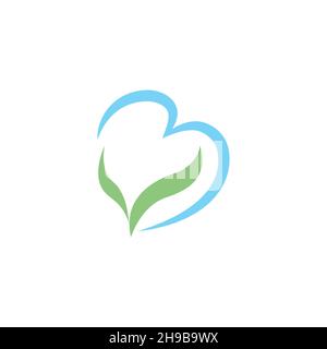 b mit Blatt und Liebe Logo Design Vektor Illustration Symbol Grafik Stock Vektor