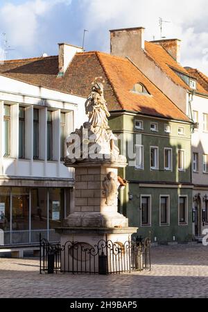 Statue des heiligen Johannes von Nepomuk auf dem Alten Marktplatz. Posen, Polen. Stockfoto