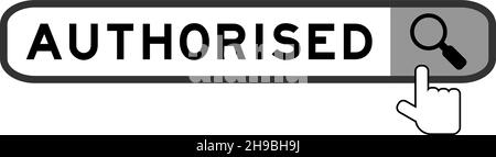 Banner in Wort mit dem Symbol für die Übergabe der Lupe auf weißem Hintergrund durchsuchen Stock Vektor