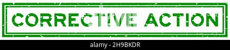 Grunge grün Korrekturmaßnahme Wort quadratische Gummidichtung Stempel auf weißem Hintergrund Stock Vektor