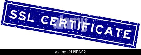 Grunge blau SSL zertifiziert Wort quadratische Gummidichtung Stempel auf weißem Hintergrund Stock Vektor
