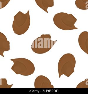 Abbildung auf Thema farbige Muster Hüte Cowboy, schöne Mützen in weißem Hintergrund. Mützen-Muster, bestehend aus Sammlung Hüte Cowboy zum Tragen. Stock Vektor