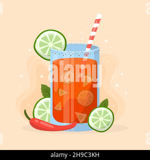 Michelada Illustration im handgezeichneten Stil Vektor Illustration. Stock Vektor