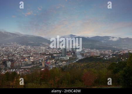 Luftaufnahme von Bilbao von Artxanda, Bilbao, Biskaya, Baskenland, Euskadi, Euskal Herria, Spanien, Europa Stockfoto