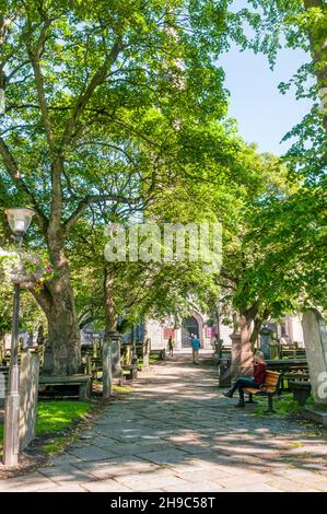 St Nicholas Kirkyard in Aberdeen an einem hellen, sonnigen Tag. Stockfoto