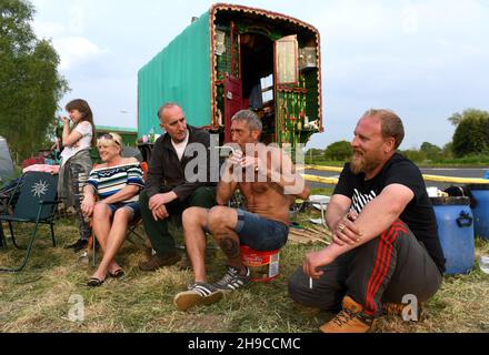 Romany Travellers Family versammelt sich in der Nähe von Telford. Stockfoto