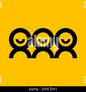 Symbol für abstrakte Personengruppe. Kollektives, minimales Logo der Personalzeile. Netzwerksymbol. Netzwerkschild. HR-Vektor-Konzept Stock Vektor