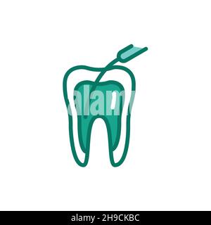 Symbol für die Farblinie der Zahnkanalbehandlung. Isoliertes Vektorelement. Skizzieren Sie das Piktogramm für Webseite, mobile App, Promo Stock Vektor