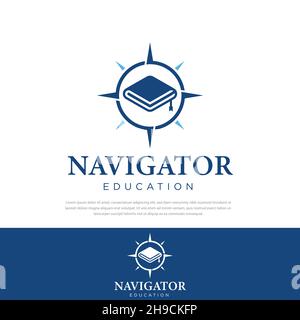 Navigator Buch Kompass Design Logo, Vorlage, Symbol, Symbol Vektor Illustration Stock Vektor