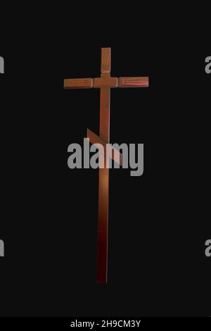 Orthodoxes Grabkreuz isoliert Stockfoto
