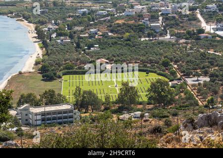 Luftaufnahme des Souda Bay war Cemetery auf Kreta, Griechenland Stockfoto