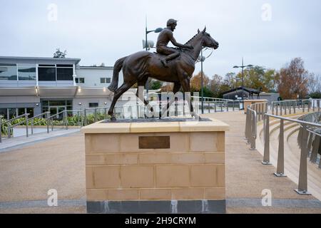 Cheltenham England UK November 24 2021 Bronzestatue des Dawn Run cheltenham Rennbahn Gold Cup Gewinner 1986 Stockfoto