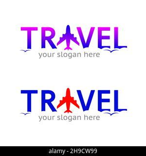 Vorlage für Reiselogo, Flugzeug statt Buchstabe A Stock Vektor
