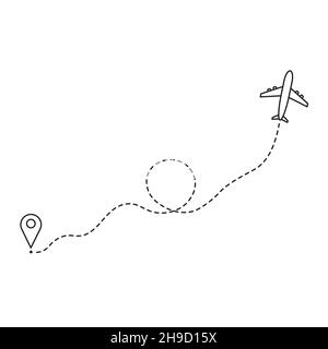 Symbol für Flugliniensymbole. Vektordarstellung der Flugstrecke mit isolierter Linienführung auf weißem Hintergrund Stock Vektor