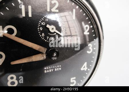 Nahaufnahme eines Baby Ben Vintage-Weckers, USA Stockfoto