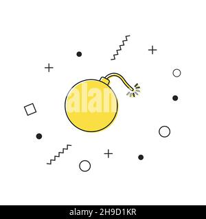 Bombe-Symbol mit geometrischen Formen auf weißem Hintergrund. Symbol für den Ausleger. Vektor Stock Vektor