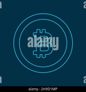 Blaues Bitcoin Symbol Zeichen Zahlung Symbol. Kryptowährung-Logo. Vektor Stock Vektor