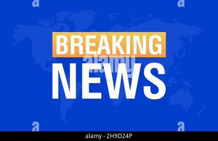 Bildschirmschoner im Hintergrund zu aktuellen Nachrichten. Aktuelle Nachrichten im Hintergrund der Weltkarte. World Global TV News-Banner-Vorlage. Vektor Stock Vektor