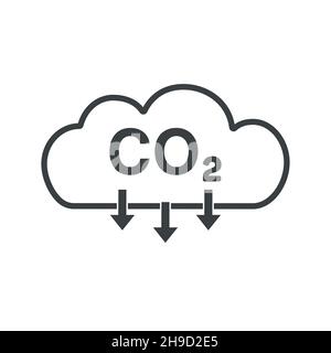 CO2 Cloud-Symbol. Symbol für die Reduzierung von CO2-Emissionen. Dieses Design eignet sich für die Erläuterung der Umgebung. Vektor Stock Vektor