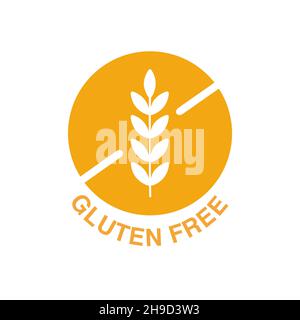 Glutenfreies Lebensmittelallergieprodukt diätetisches Etikett flaches Vektor-Symbol für Apps und Websites. Vektor Stock Vektor
