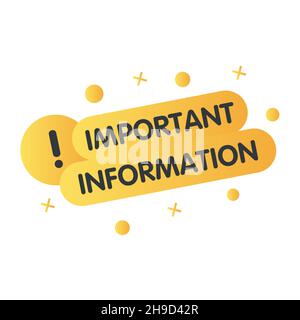 Wichtiger Informationsbanner mit geometrischen Formen auf weißem Hintergrund. Banner für Unternehmen, Marketing und Werbung. Vektor Stock Vektor