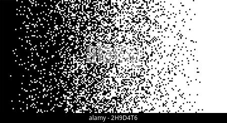 Schwarz verblassen Pixel Quadrat moderne abstrakte Hintergrund Muster horizontal isoliert auf weißem Hintergrund Stockfoto