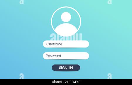 Registrieren des Seitendesigns. Anmeldeformular Konto Benutzer Passwort Identität ui Web-Log-Bildschirm Sicherheitsprofil Datenschutz App Schnittstelle Stock Vektor