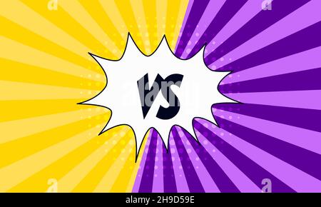 Comics vs. Frame. Versus-Zeichen im Retro-Comic-Stil. Pop-Art-Style. Kampf Duell und Kampf Konfrontation isoliert Cartoon-Vektor Stock Vektor