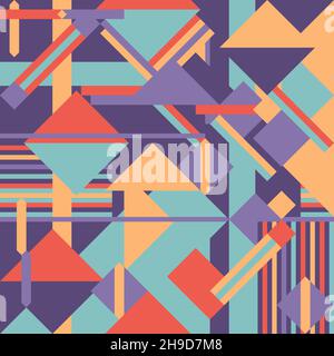 Abstrakter geometrischer Modedruck. Nahtloses Vektormuster. Geometrische Textur für Packpapiere, Textilschablone. Pastellrot, orange und violett colo Stock Vektor