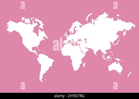 Vektor der Weltkarte. Scharfer polygonaler (Low Poly) geometrischer Stil einfacher Vektor. Stock Vektor